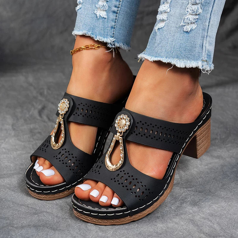 Ellen | Sandals For Women | Cutout Strap Wedge Shoes