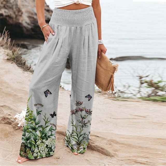 Women's Trousers | Wide-Leg Floral