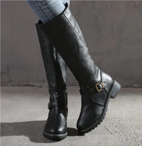 Ellen | Boots For Women | Knee High Flat Heel With Buckle Strap