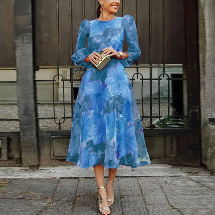 Women's Wedding Guest Midi Dress | Long Sleeve Floral