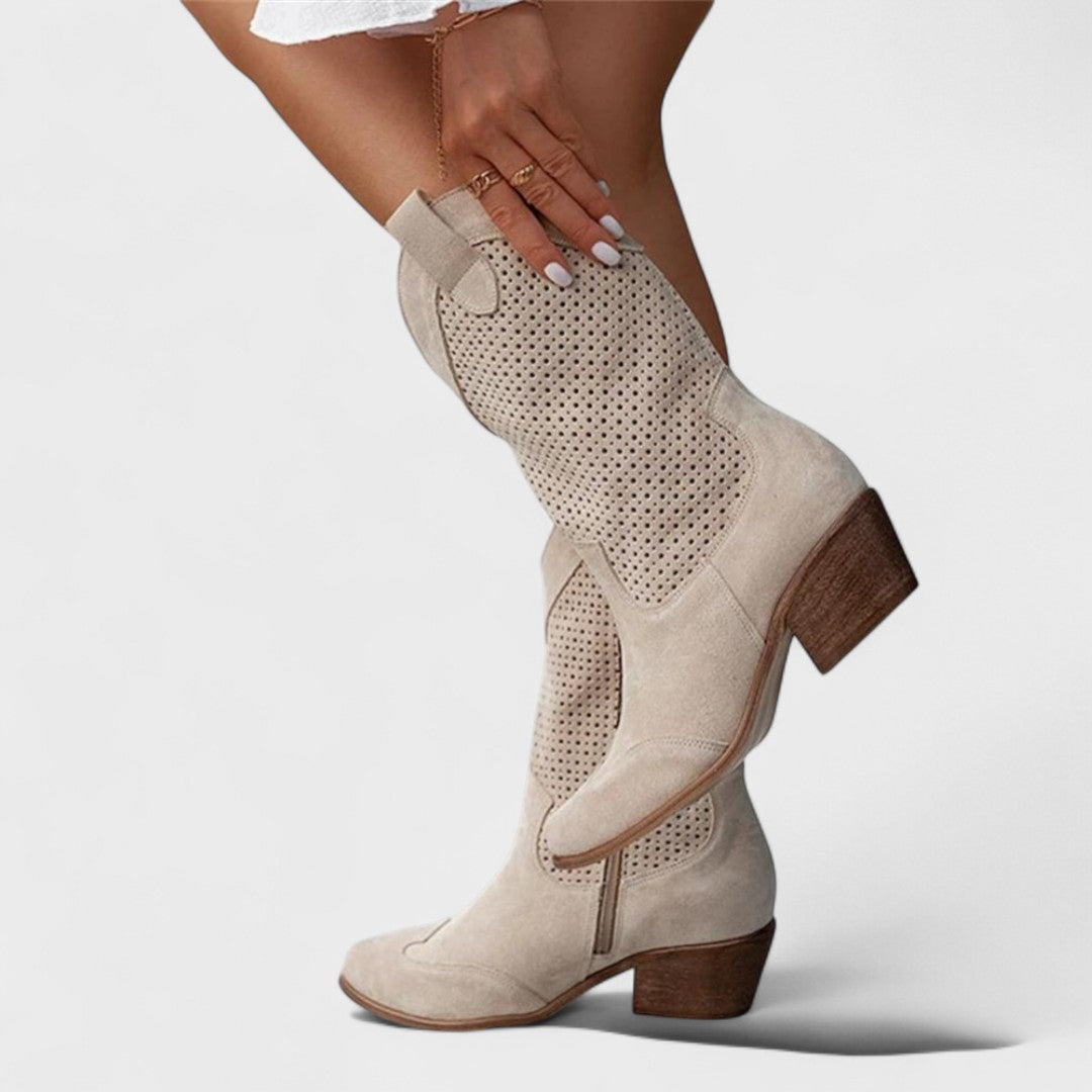 Ellen | Boots for Women | Mid-Calf Perforated Detail