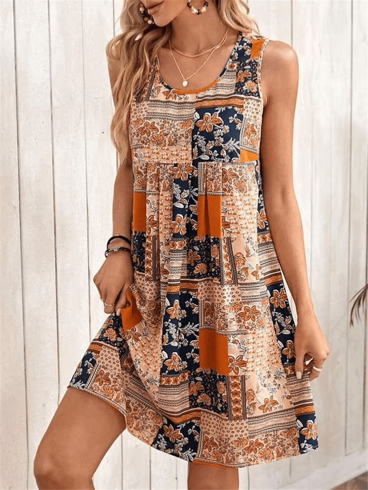 Ellen | Women's Boho Mini Dress | Sleeveless Printed