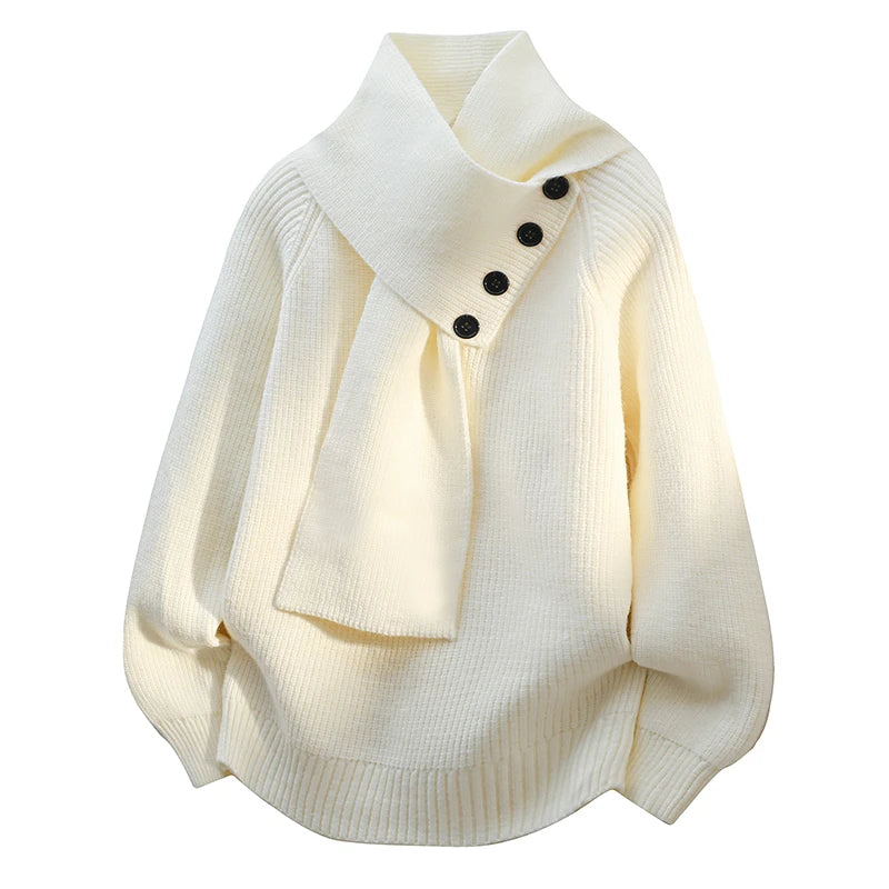 Women’s Jumper | Scarf Neck Button Detail