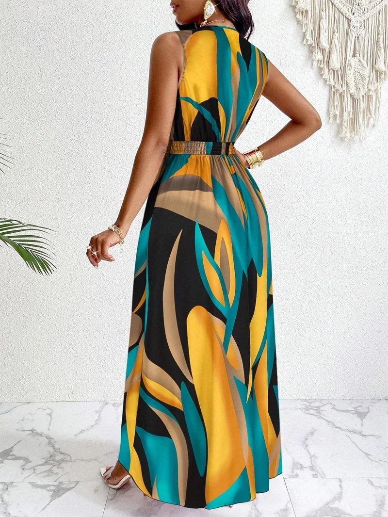 Women's Maxi Sundress | V-Neck Sleeveless Floral