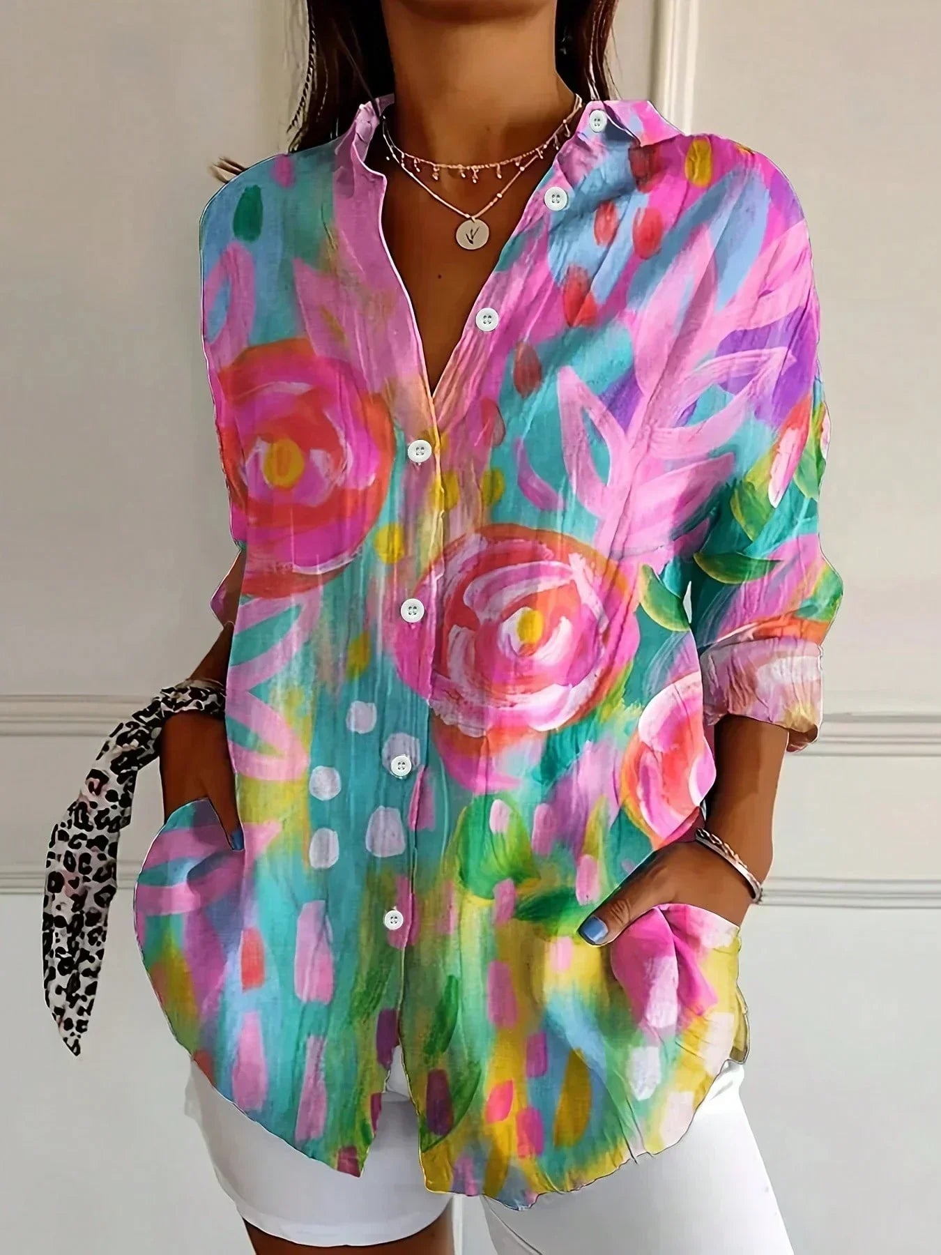 Ellen | Women's Blouse | Abstract Print Button Front