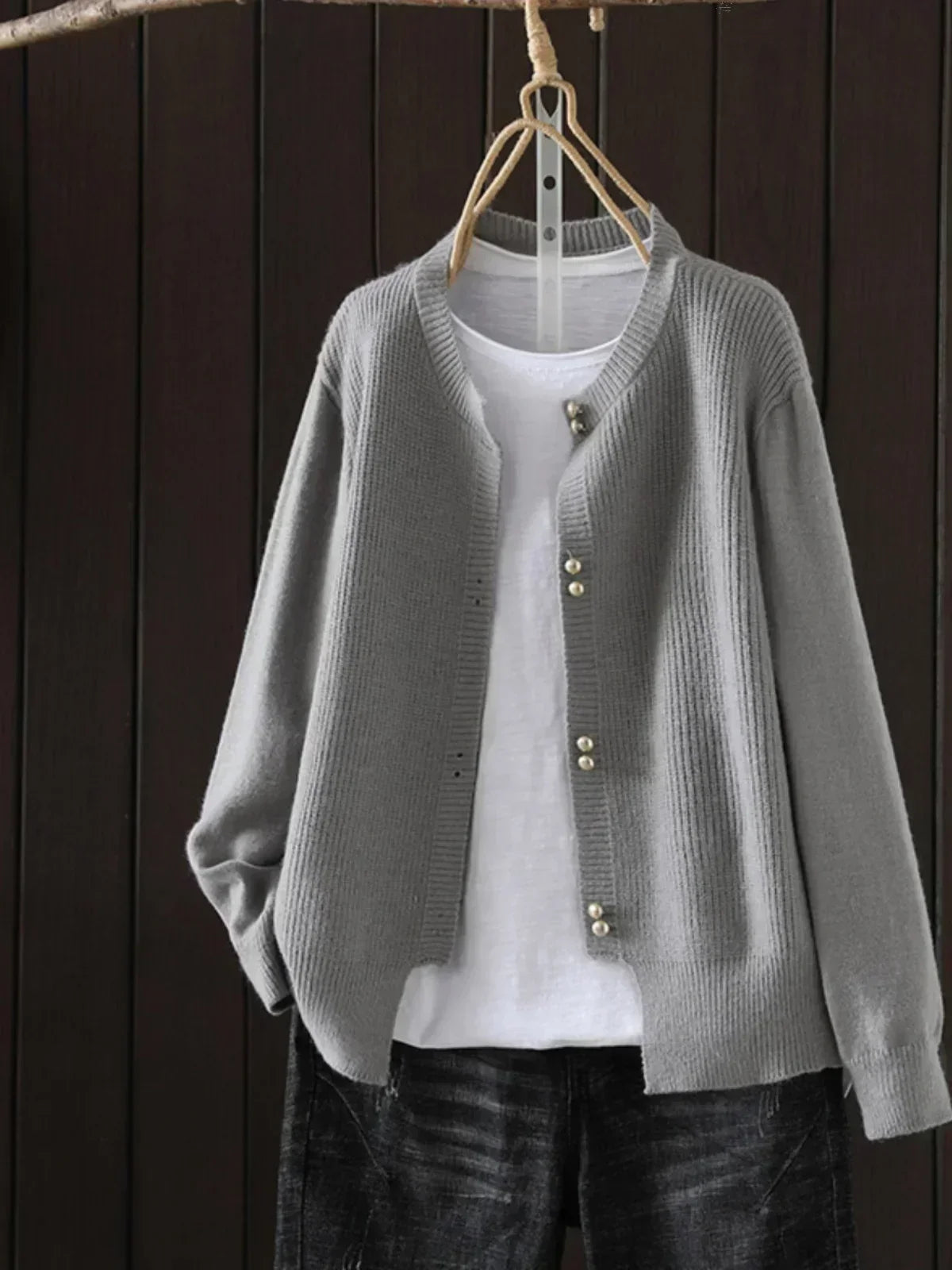 Ellen | Women's Jumper | Button Front Ribbed Cuffs