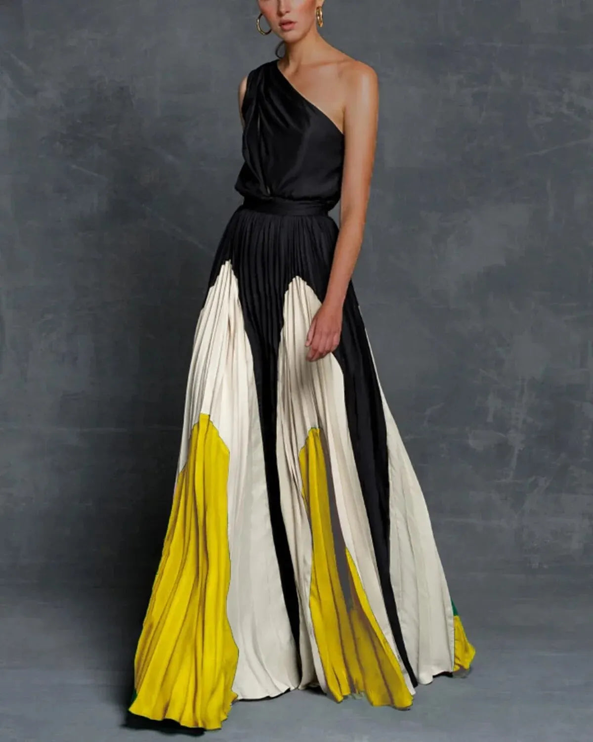 Ellen | Women's Wedding Guest Maxi Dress | One-Shoulder Pleated