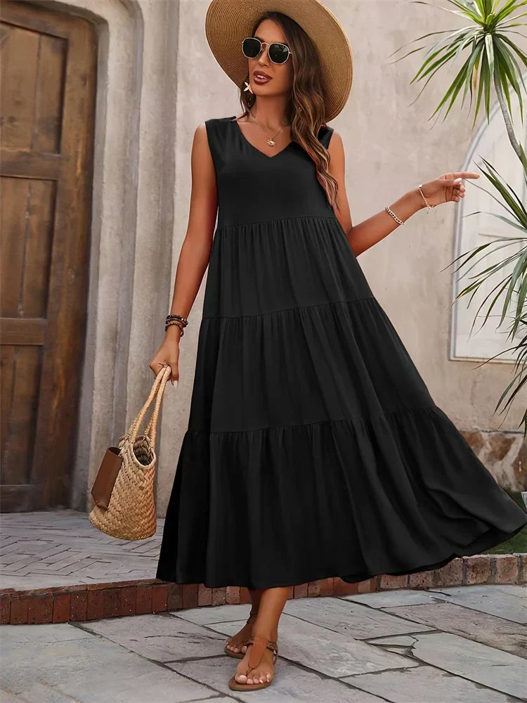 Ellen | Women’s Dress | Sleeveless V-Neck Maxi