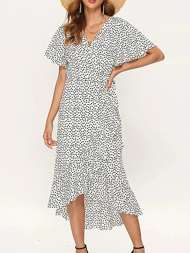 Women’s Summer Dress | Wrap Ruffle Midi