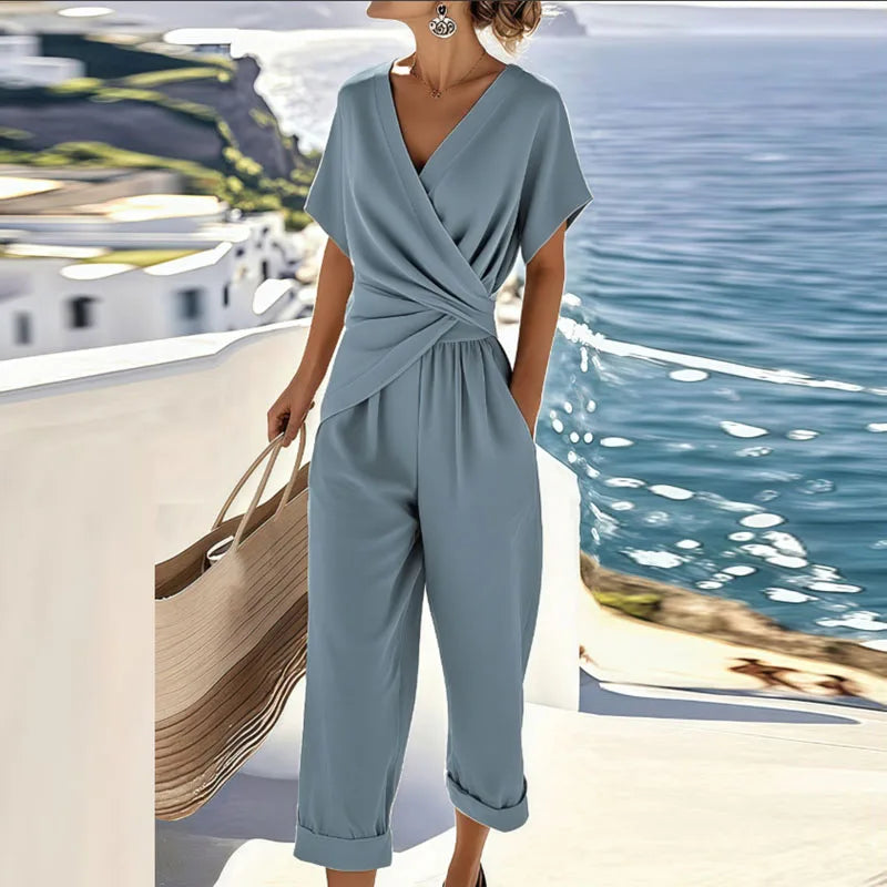 Women's Two-Piece Set | Wrap Top Trousers