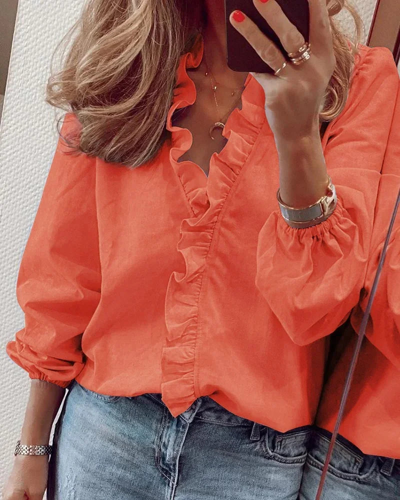 Ellen | Women’s Blouse | Long Sleeve with Ruffled Front
