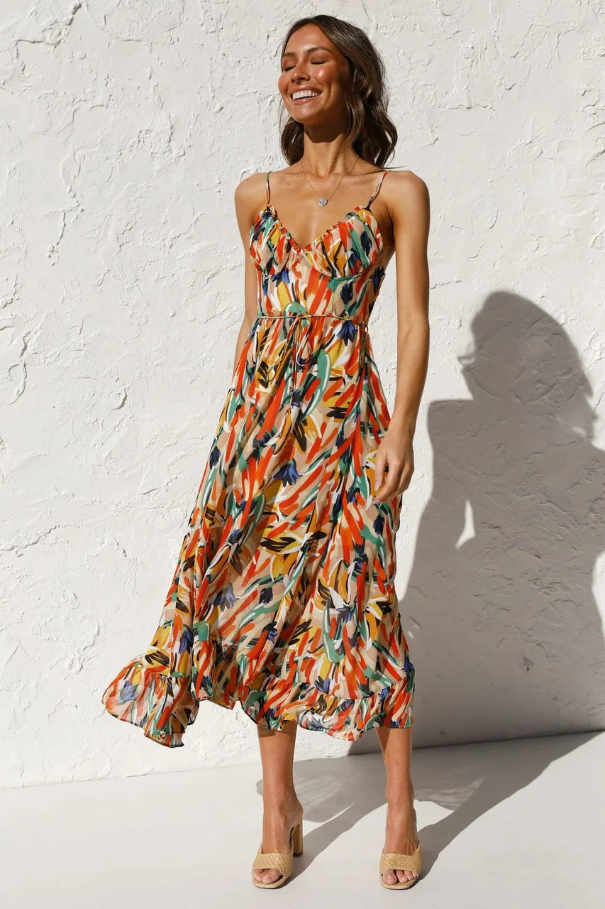 Ellen | Women's Dress | Adjustable-style Shoulder Straps Midi