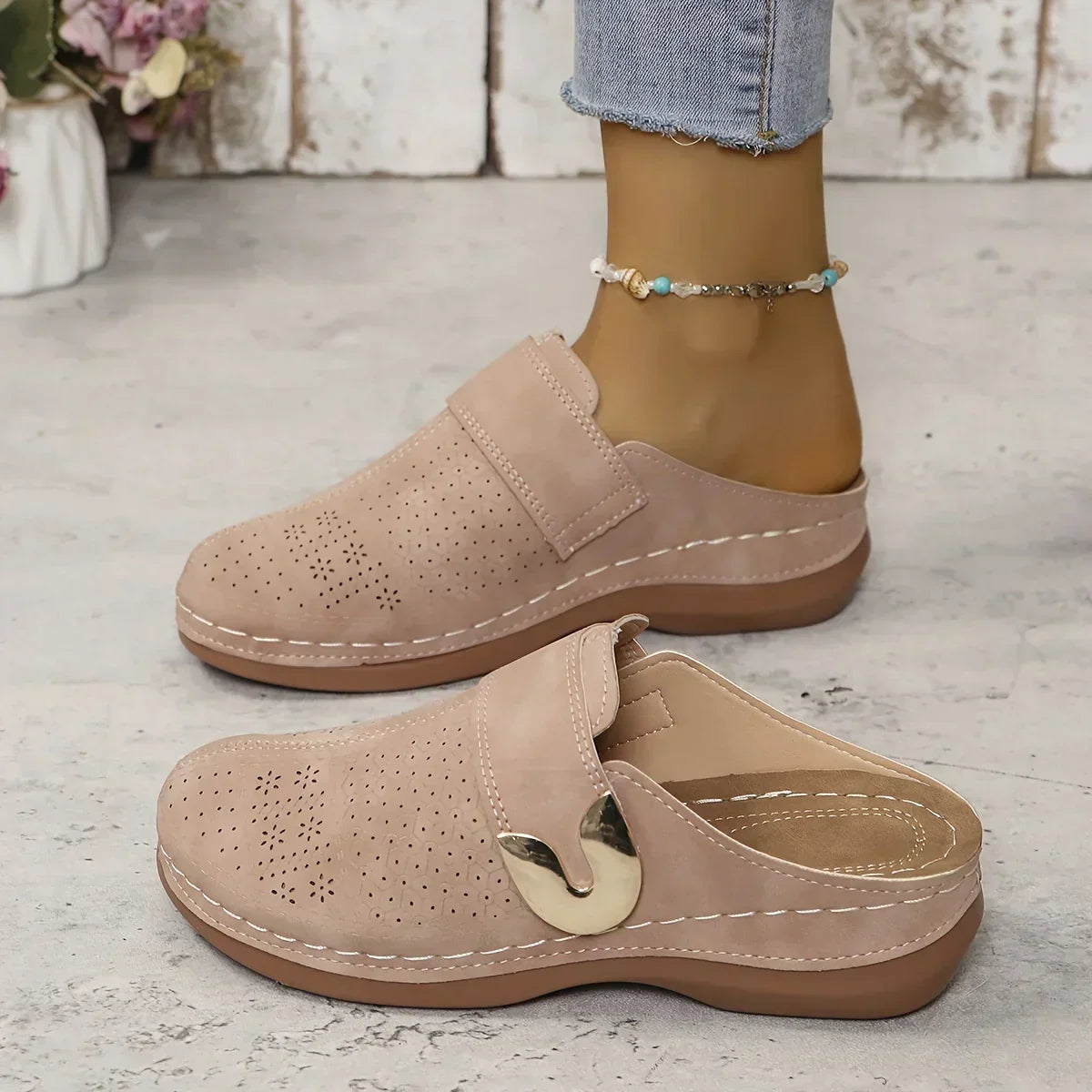 Women's Wedge Sandals | Perforated Slip-On