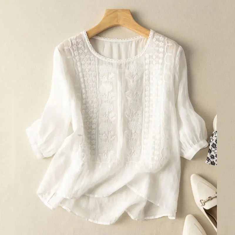 Ellen | Women's Blouse | Embroidered Front Detail