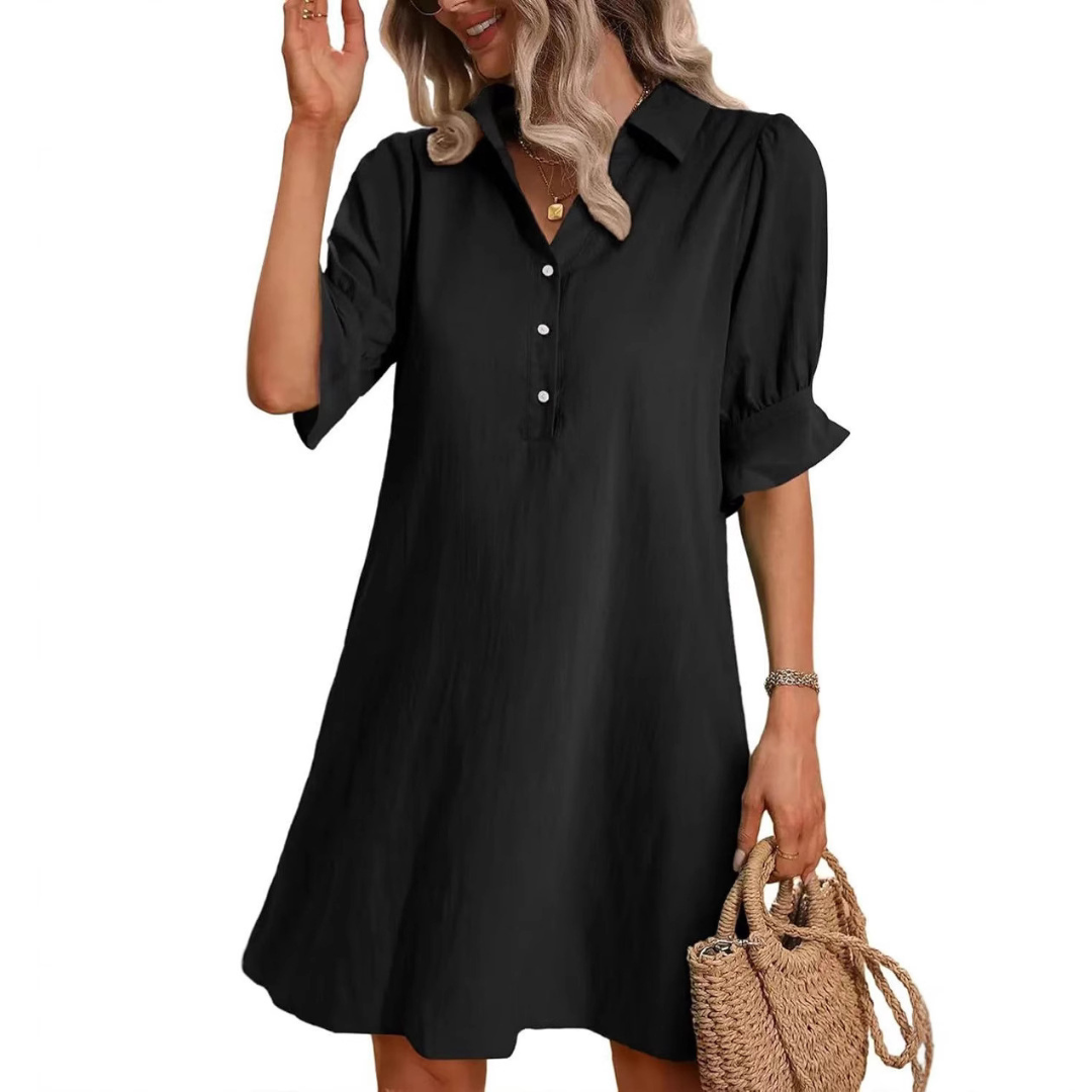 Ellen | Women's Dress | Partial Button-front Placket Mini