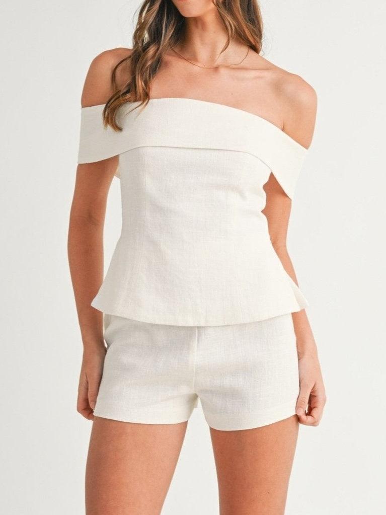 Women's Two-Piece Set | Strapless Style Top Short Trousers