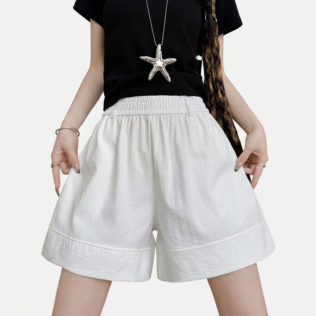 Ellen | Women’s Elastic-Waist Wide-Leg Casual Shorts