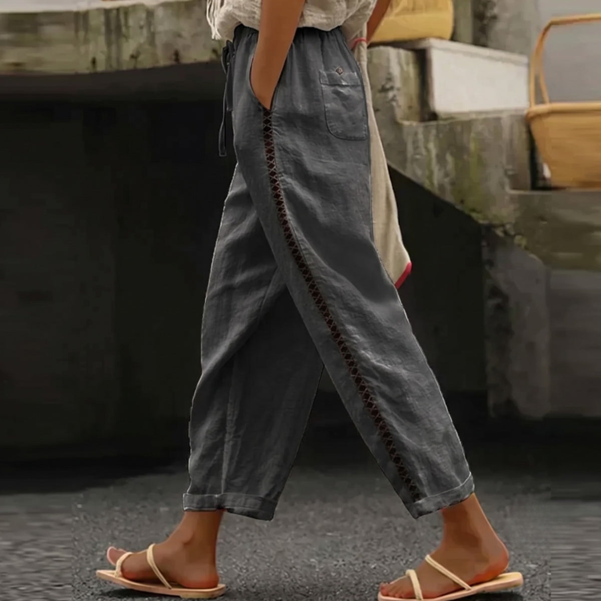 Women's Trousers | High Waist Striped