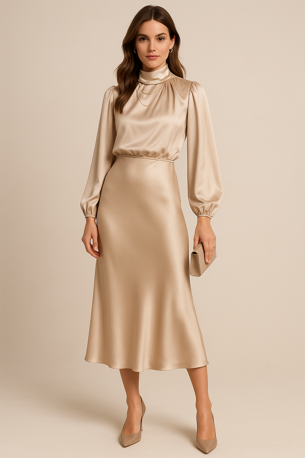Ellen | Women's Cocktail Midi Dress | High Neck