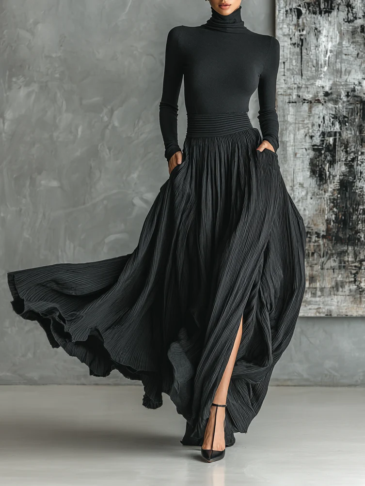 Ellen | Women's Two-Piece Set | Long Sleeve Top Maxi Skirt