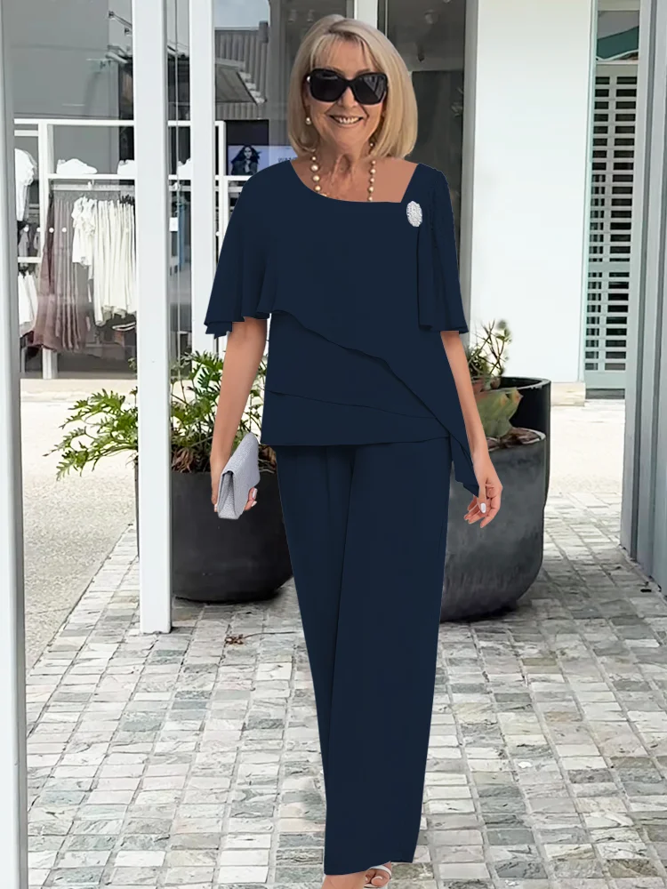 Women's Two-Piece Set  | Short Sleeve Top and Trousers