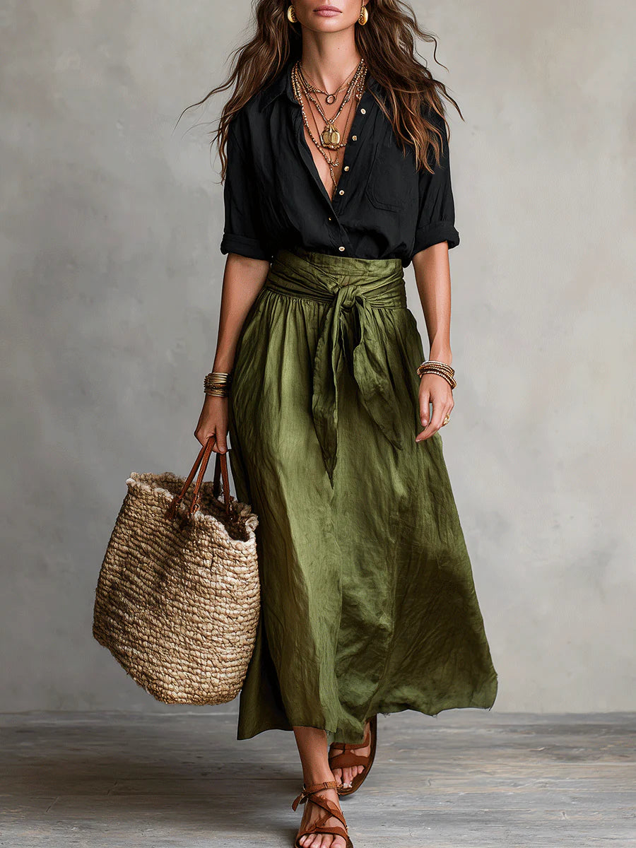 Ellen | Women's Two-Piece Set | Green Summer Co-Ord