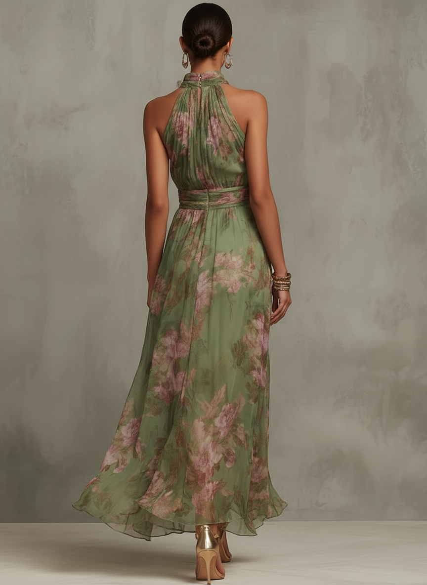Women's Green Maxi Dress | Halter