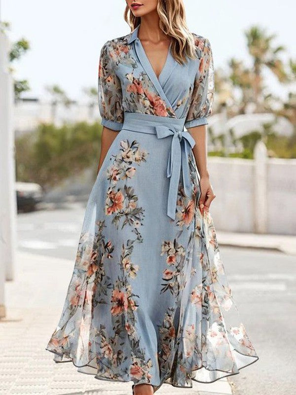 Ellen | Women's Dress | Short Puff Sleeves Midi