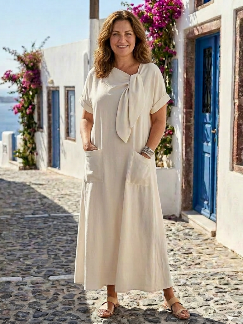 Ellen | Women's Midi Sundress | Round Neck Pocket