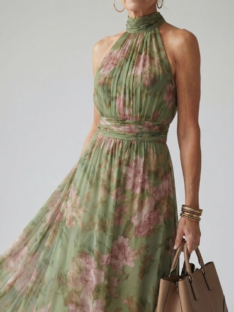 Women's Green Midi Dress | Halter
