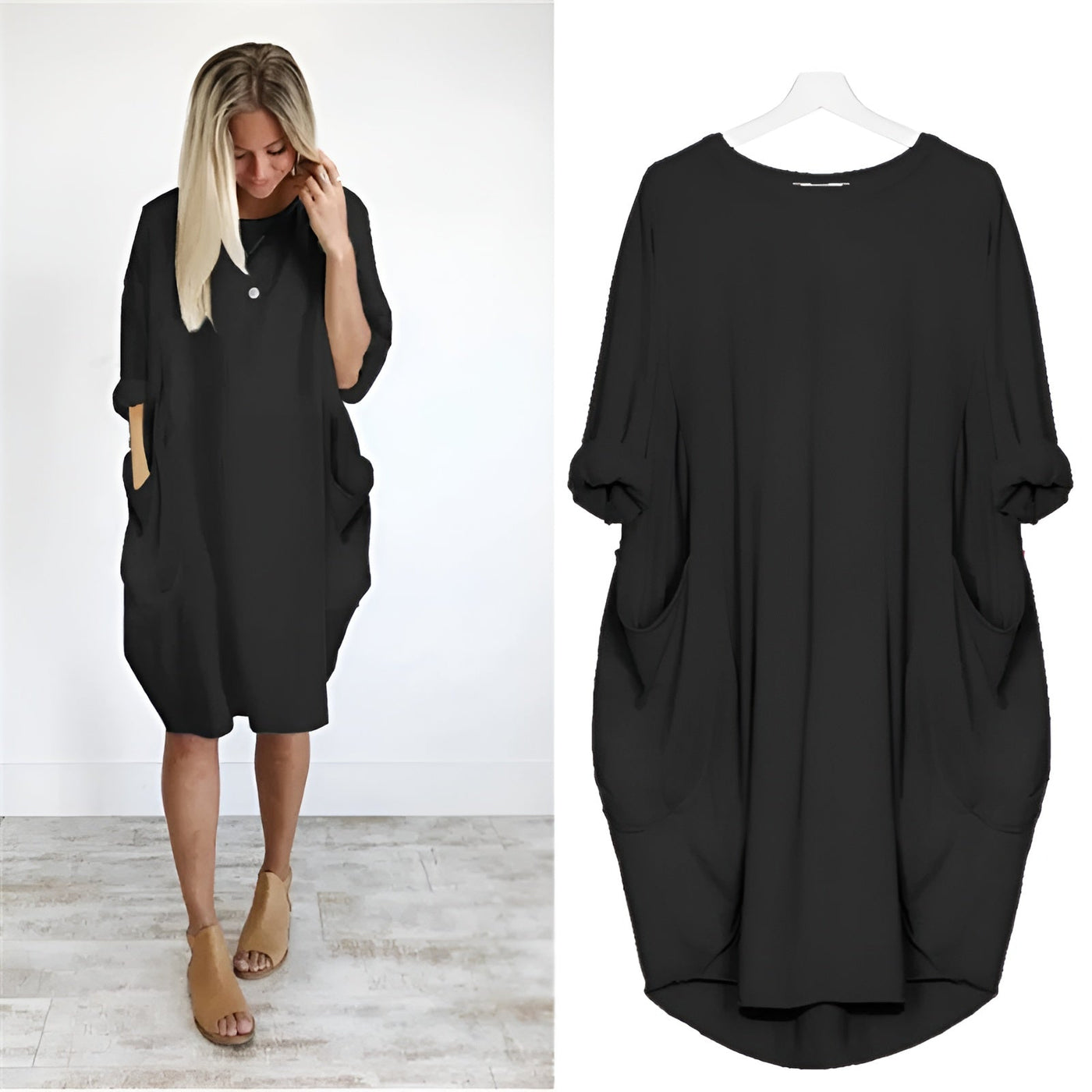 Ellen | Women's Dress | Loose Shift Front Pockets Mini