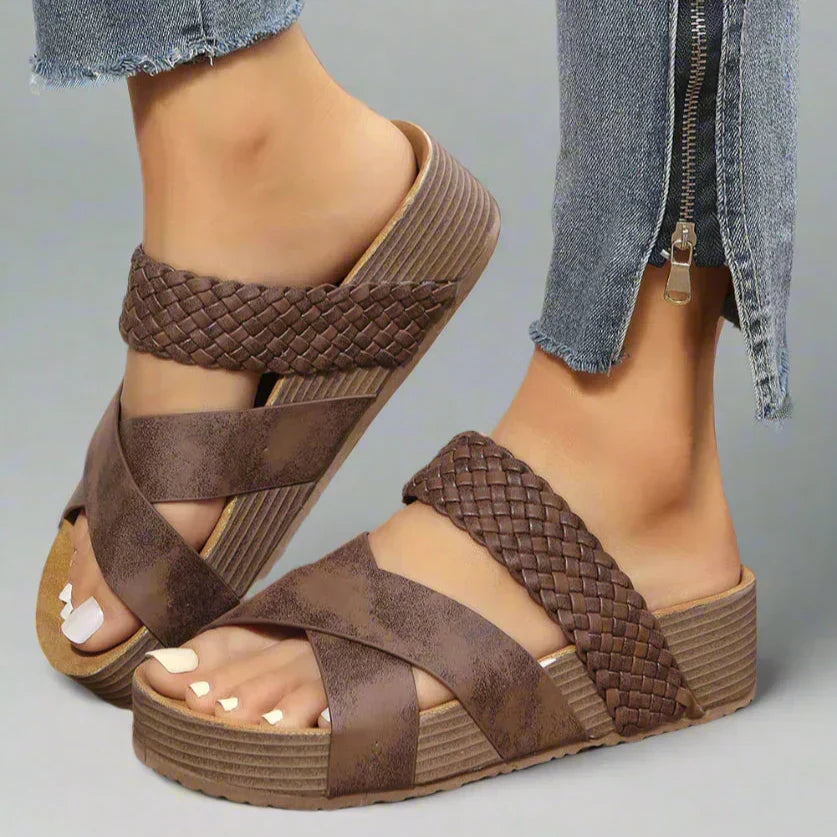 Ellen | Sandals For Women | Open Toe Platform With Cross Straps