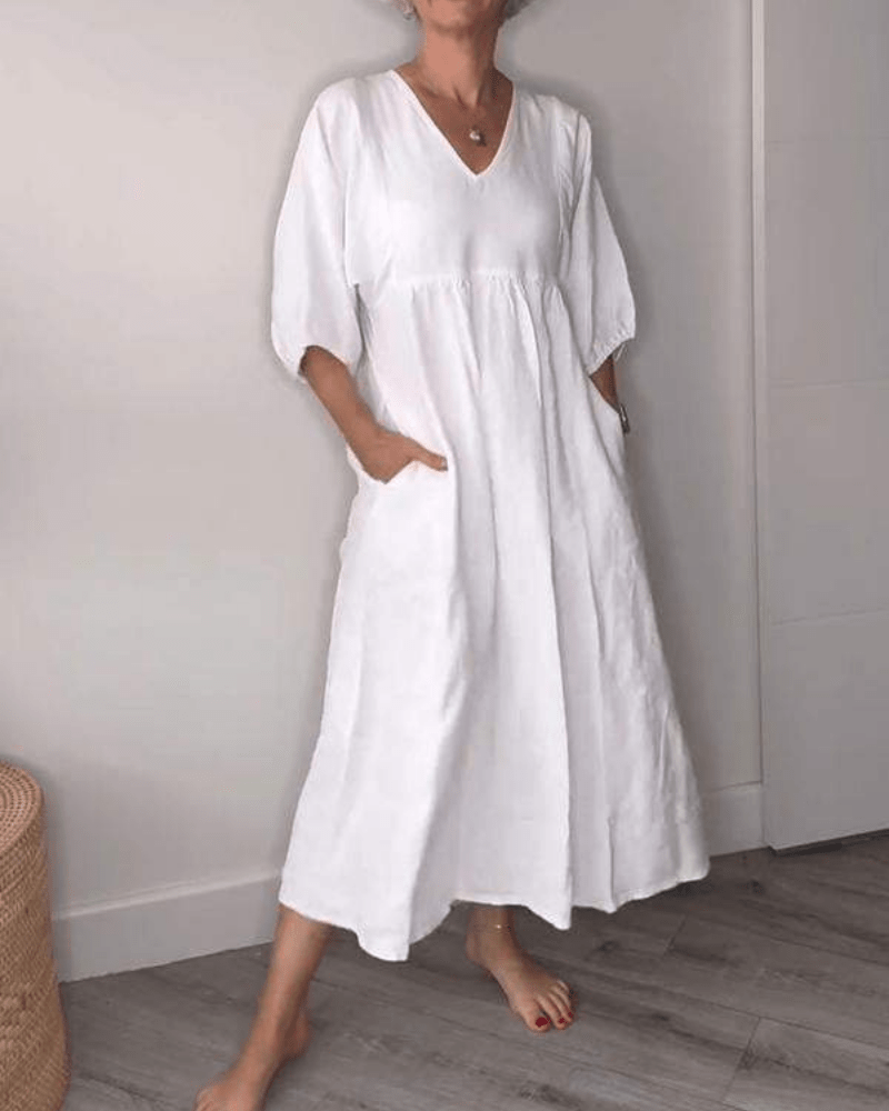 Ellen | Women's Dress | Loose Midi with Gathered Skirt