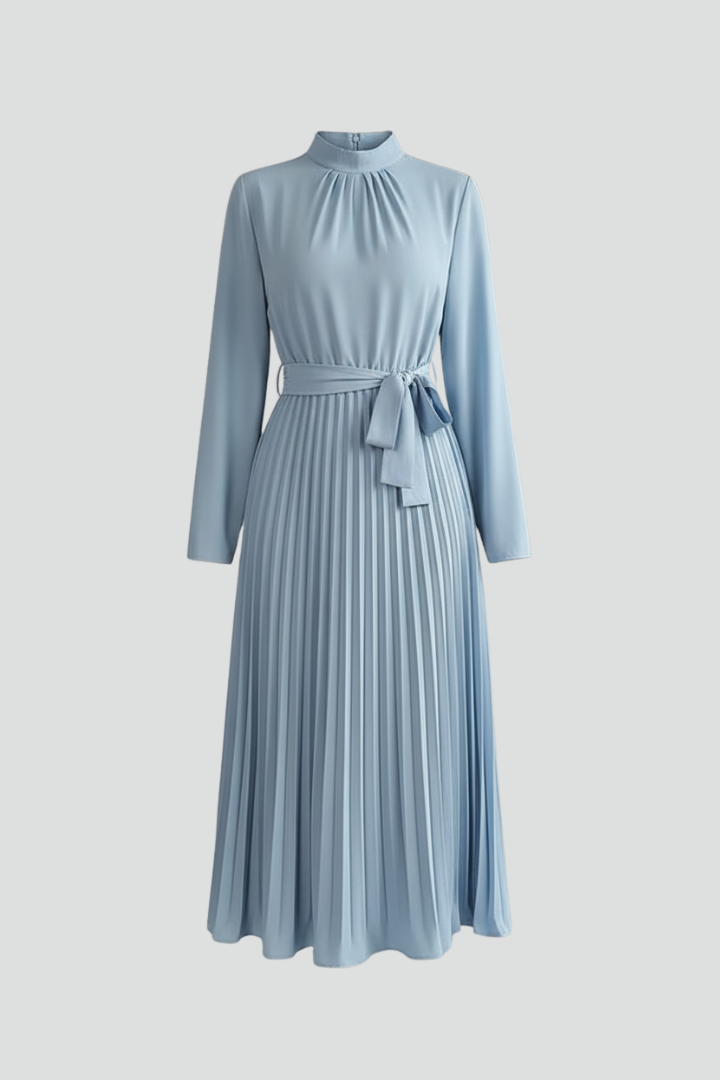 Ellen | Women's Wedding Guest Midi Dress | Pleated Mock Neck