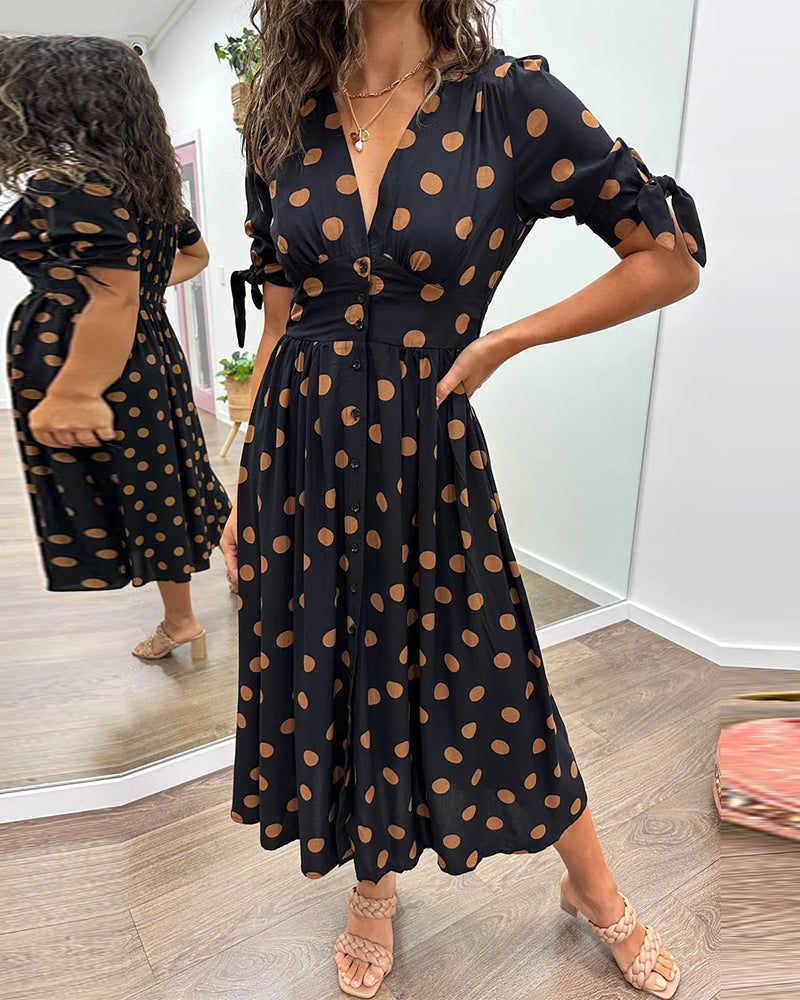 Ellen | Women's Dress | Midi Polka Dot Print