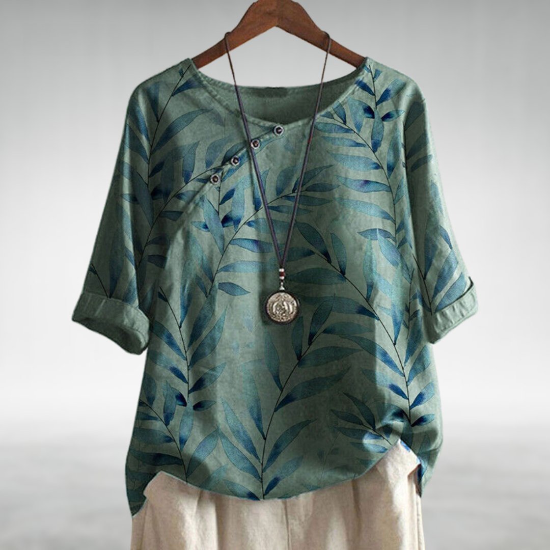 Ellen | Woman’s Blouse | Printed Asymmetric Button