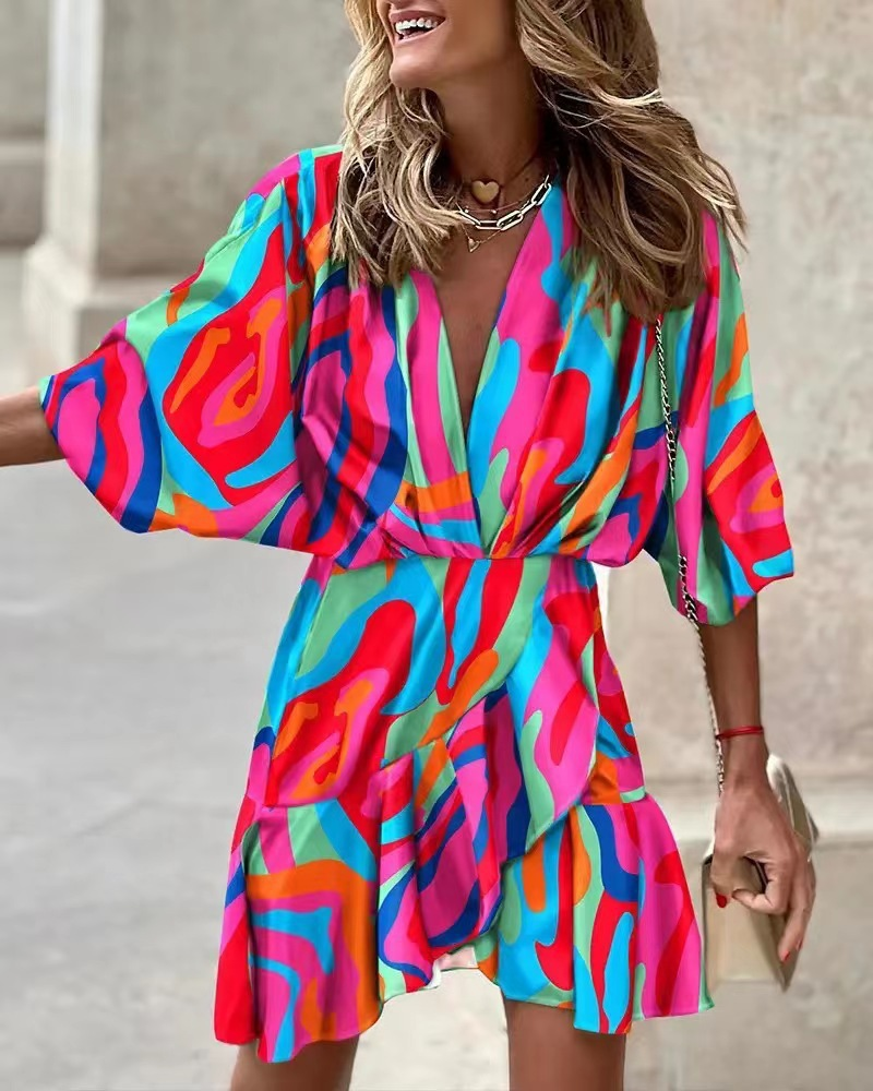 Women's Boho Mini Dress | Ruffled