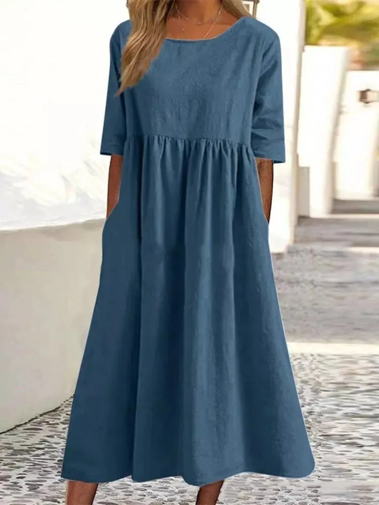 Ellen | Women’s Dress | Midi Round Neck