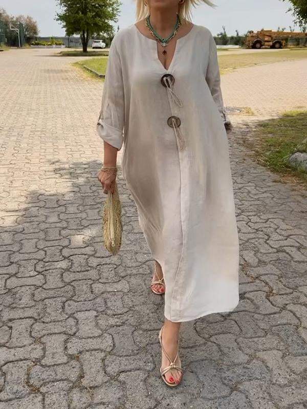 Women's Long Sleeve Dress | Scoop Neck Midi