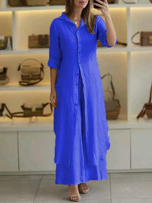 Ellen | Women's Shirt Dress | Long Sleeve Button-Front