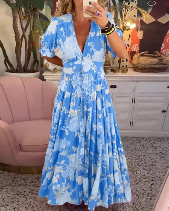 Women's Dress | Smocked Waist Maxi Floral Print