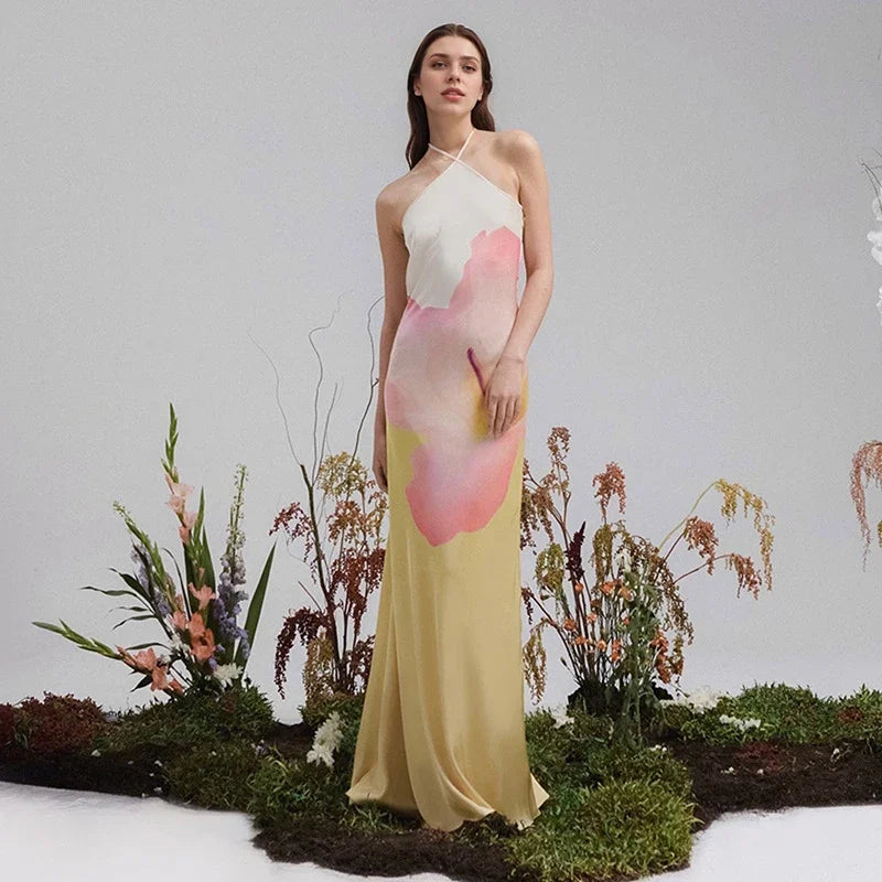 Women's White Maxi Dress | One-Shoulder Floral