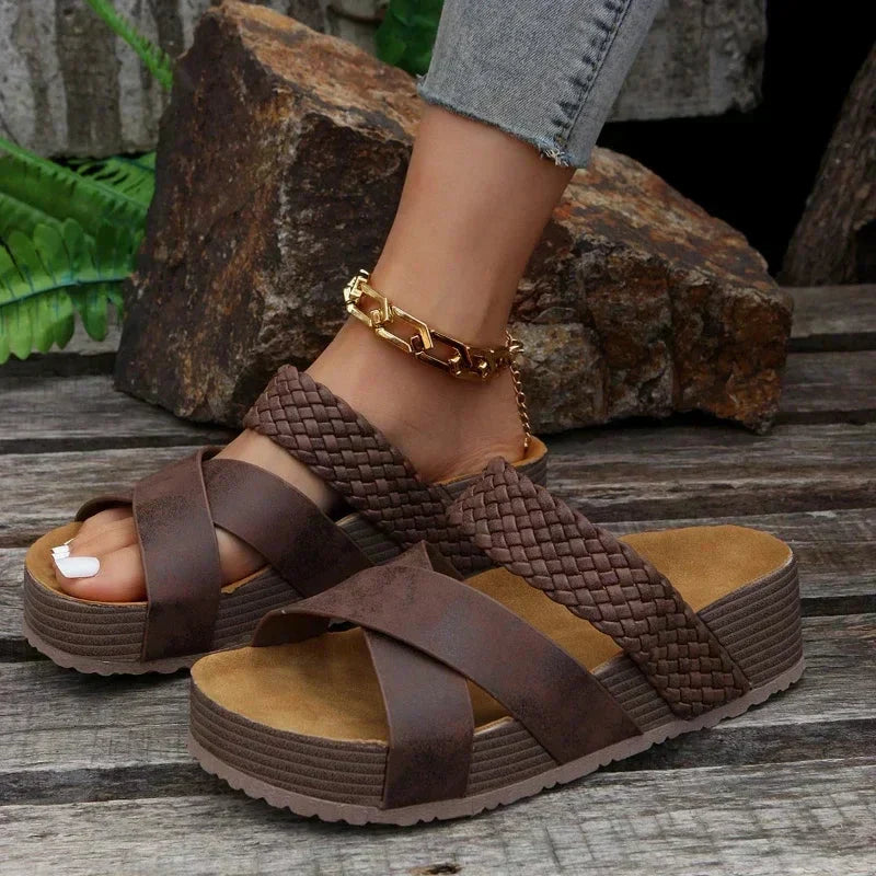 Sandals For Women | Open Toe Platform With Cross Straps