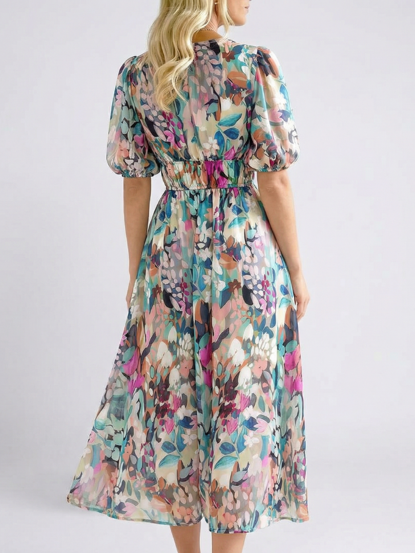 Women's Boho Midi Dress | V-Neck Floral
