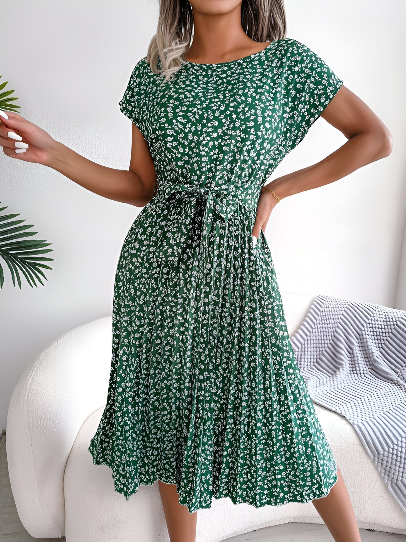 Ellen | Women’s Dress | Pleated Tie Waist