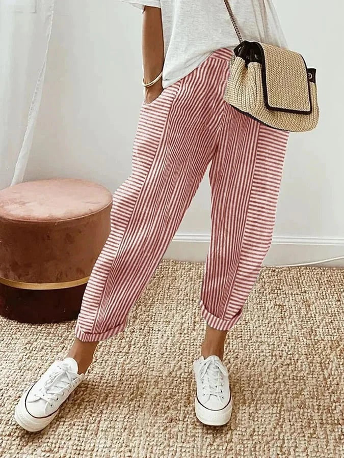 Women's Trousers | Stripe Pattern Pocket