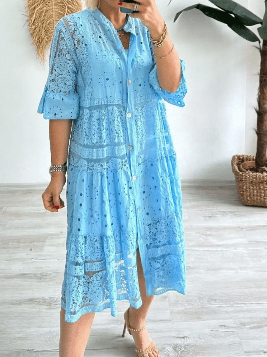 Women's Dress | Button Front Tiered Midi