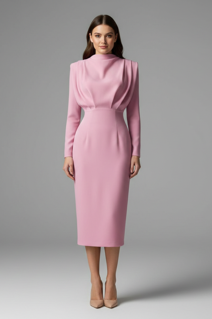 Women's Cocktail Midi Dress | Long Sleeve
