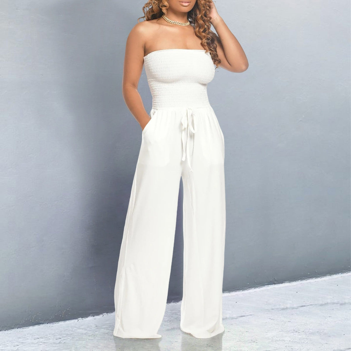 Women's Jumpsuit | Strapless Wide Leg