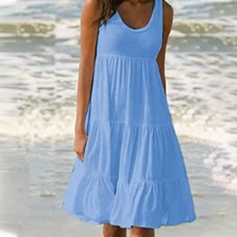 Women’s Dress | Sleeveless Round Neck Midi